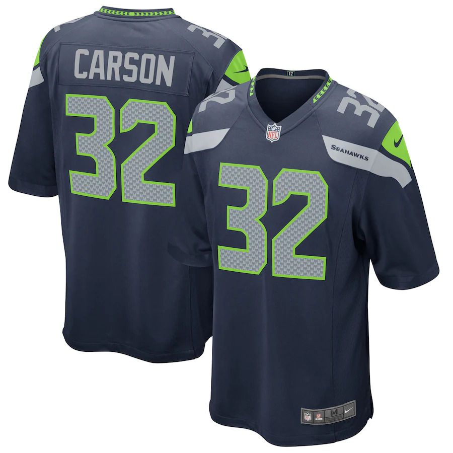 Men Seattle Seahawks 32 Chris Carson Nike College Navy Game NFL Jersey
